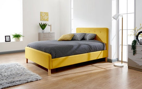Ashbourne Mustard Double Fabric Bed (4'6" Double) - GFW