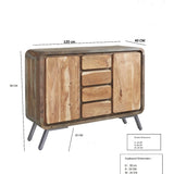 Aspen Reclaimed Solid Wood 2 Door 4 Drawer Sideboard - Indian Hub