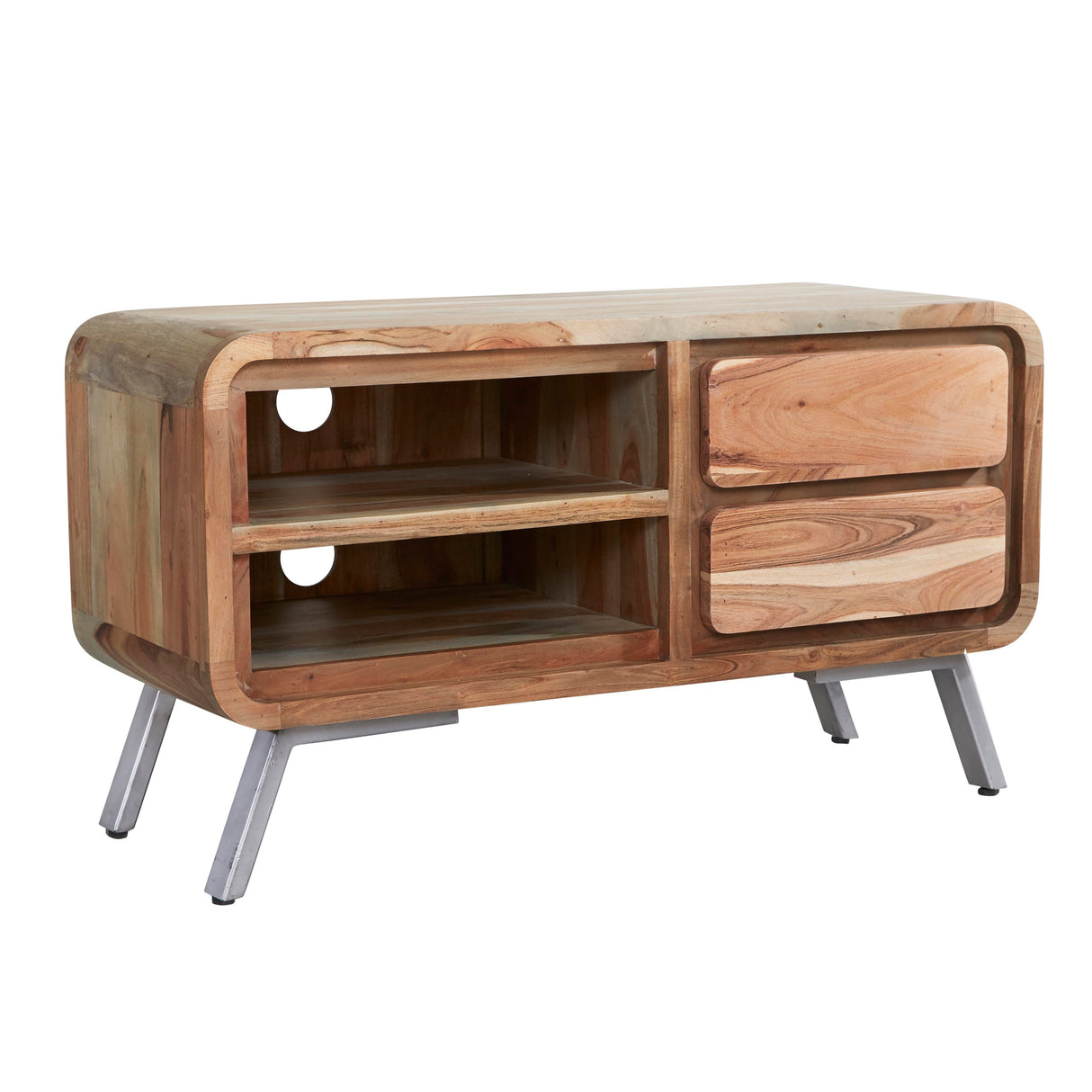 Aspen Reclaimed Solid Wood 2 Drawer TV Unit - Indian Hub
