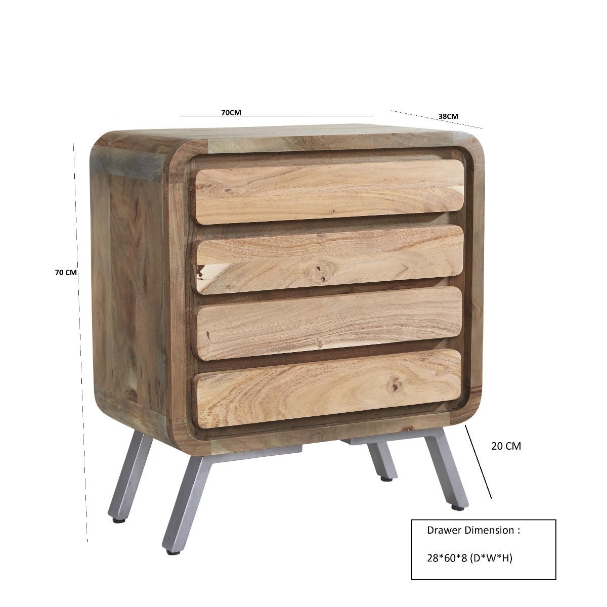 Aspen Reclaimed Solid Wood 4 Drawer Chest - Indian Hub