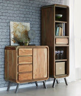 Aspen Reclaimed Solid Wood Tall Narrow Bookcase - Indian Hub