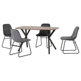 Athens Oak Effect Dining Set with 4 Lukas Velvet Chairs - Seconique