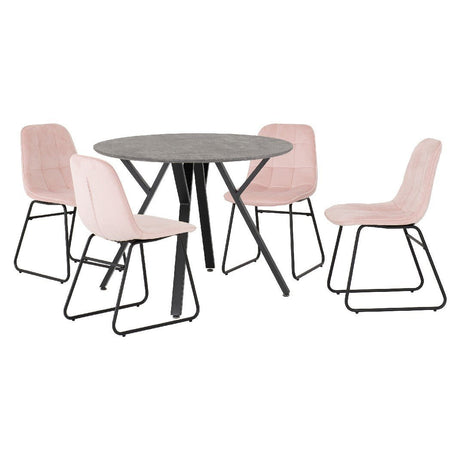 Athens Round Dining Set with 4 Lukas Chairs - Seconique