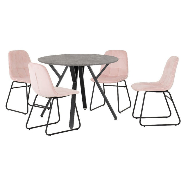 Athens Round Dining Set with 4 Lukas Chairs - Seconique