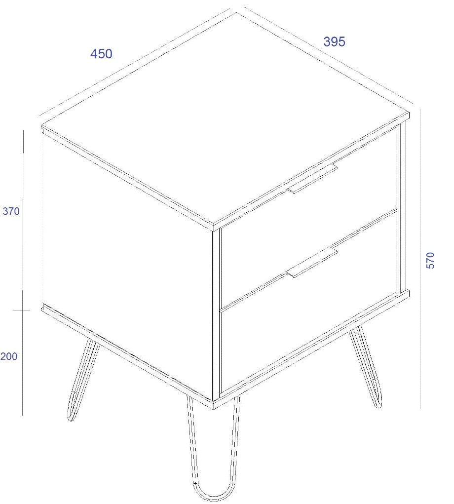 Augusta 2 Drawer Bedside Cabinet - Core Products