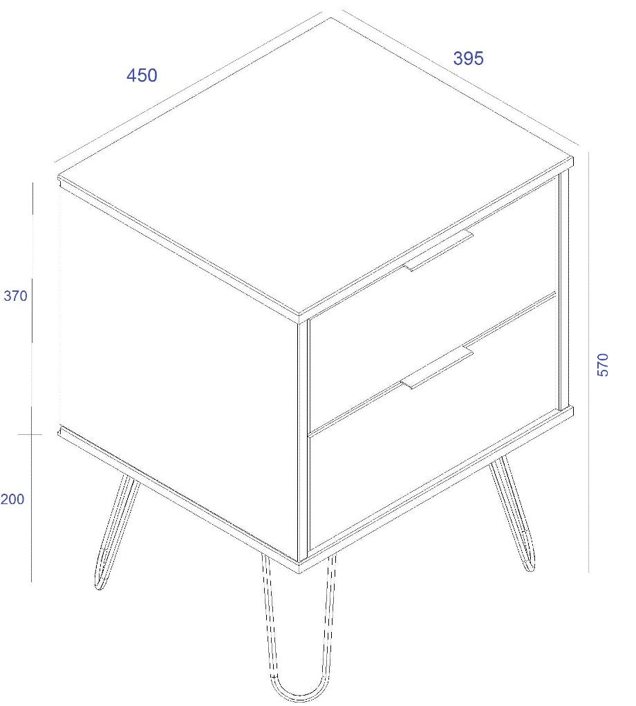 Augusta 2 Drawer Bedside Cabinet - Core Products