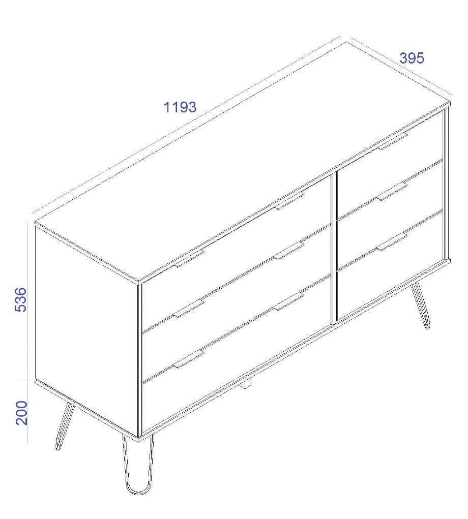 Augusta 3+3 Wide Drawer Chest - Core Products