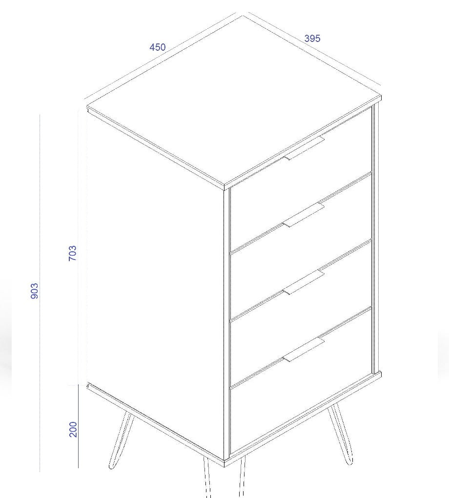 Augusta Narrow 4 Drawer Chest - Core Products