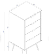 Augusta Narrow 4 Drawer Chest - Core Products