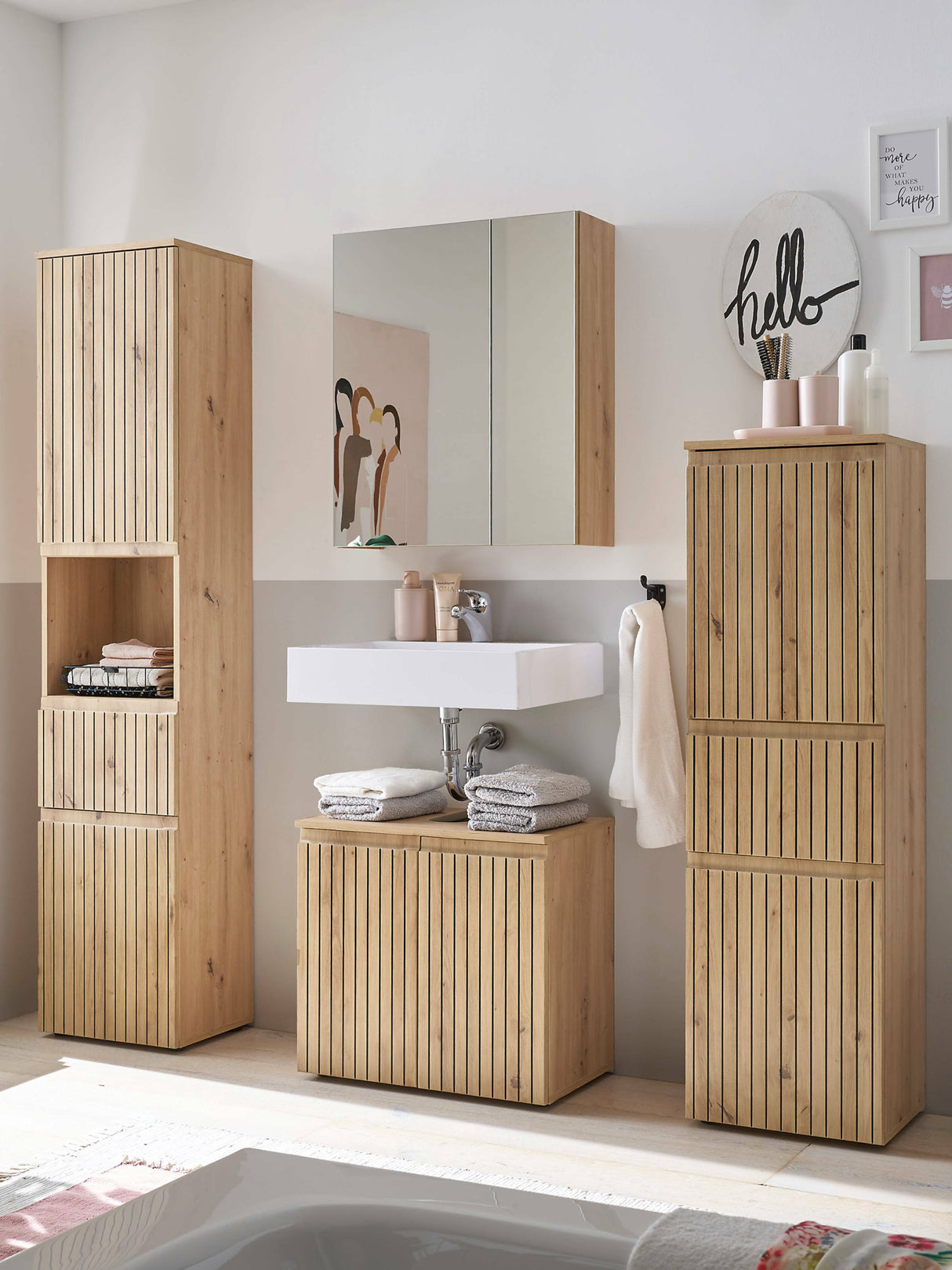 Austin 2 Door 1 Drawer Tall Bathroom Cabinet - Julian Bowen