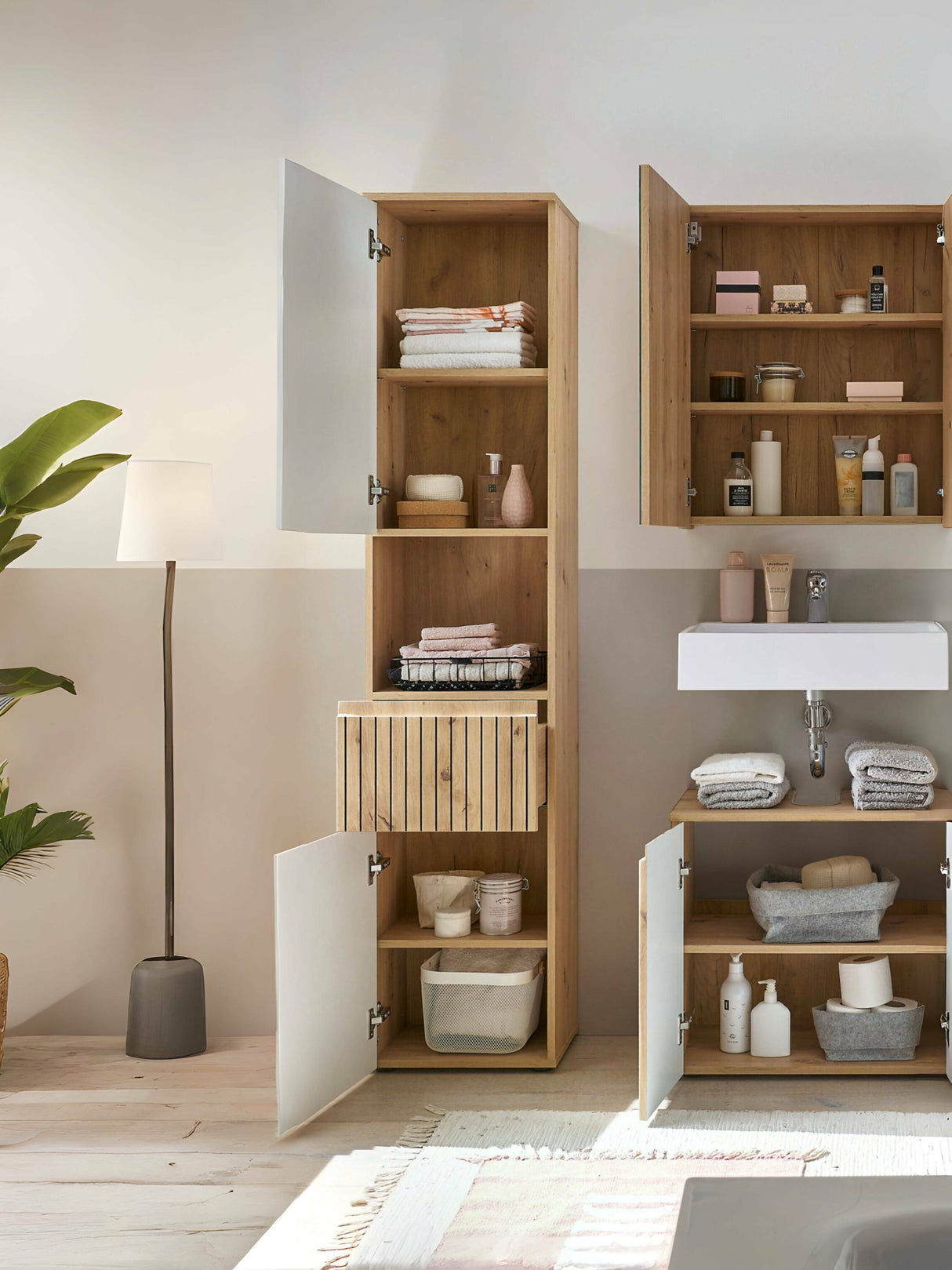 Austin 2 Door 1 Drawer Tall Bathroom Cabinet - Julian Bowen