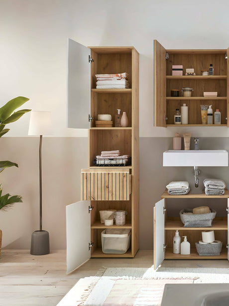 Austin 2 Door 1 Drawer Tall Bathroom Cabinet - Julian Bowen