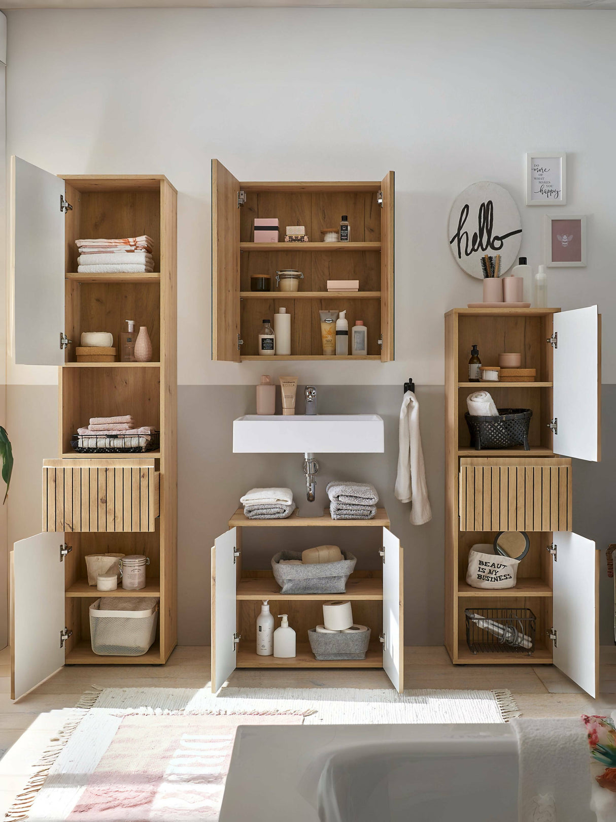 Austin 2 Door 2 Drawer Narrow Bathroom Cabinet - Julian Bowen