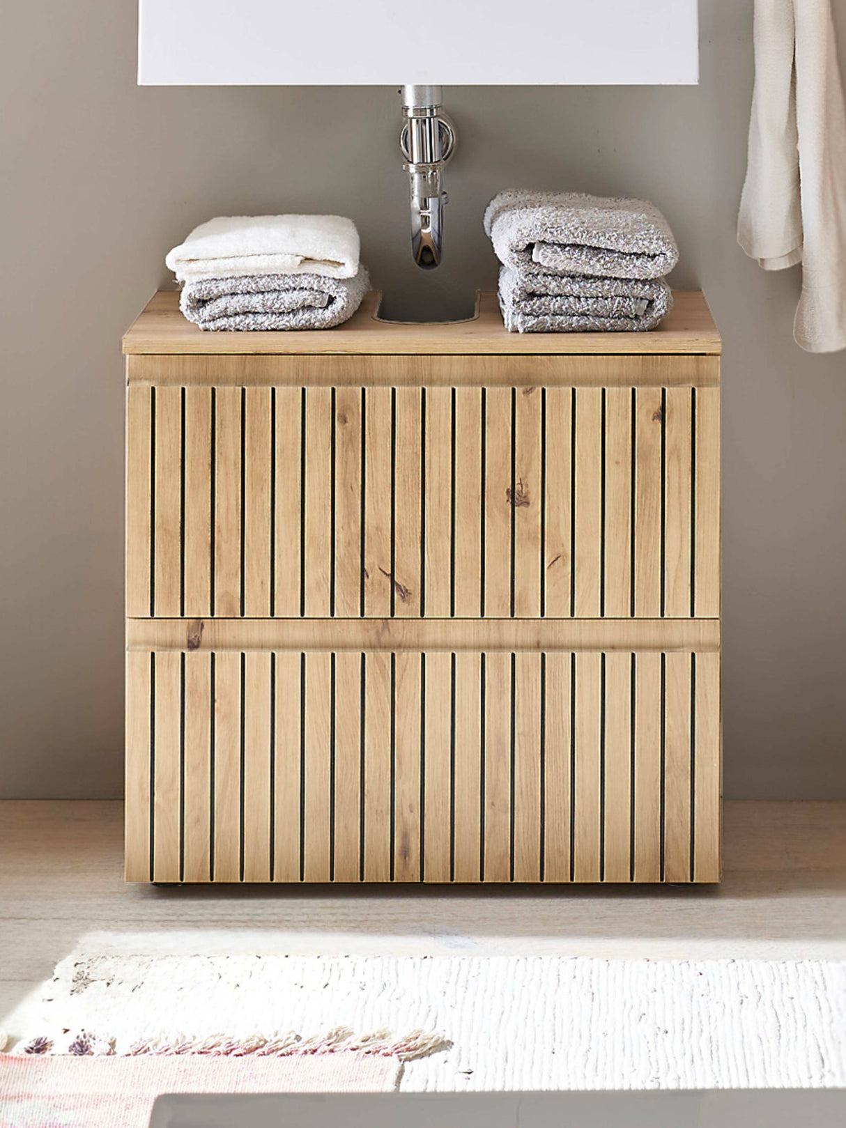 Austin 2 Drawer Under Sink Bathroom Cabinet - Julian Bowen