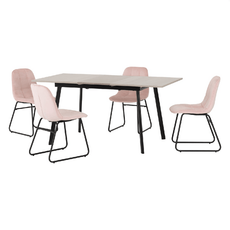 Avery Extending Dining Set with 4 Lukas Velvet Chairs - Seconique
