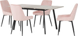 Avery Extending Dining Set with 4 Velvet Chairs - Seconique