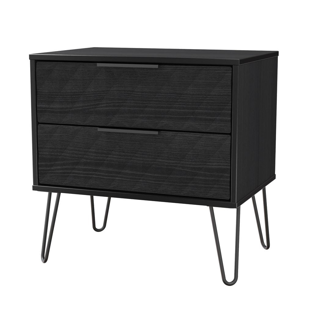 Harlequin 2 Drawer Midi Chest with Black Hairpin Legs