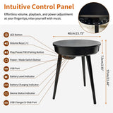 10W 360-degree speaker built into the underside of the table