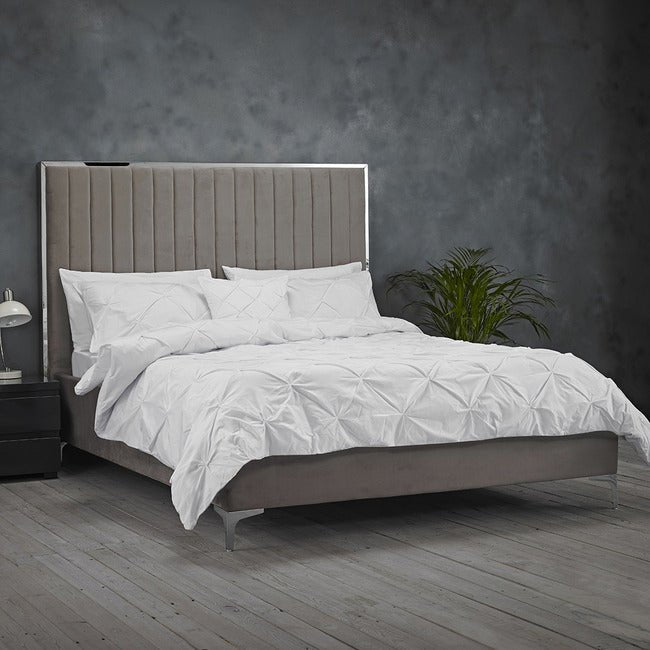 Berkeley Mink Velvet Bed Frame - LPD
