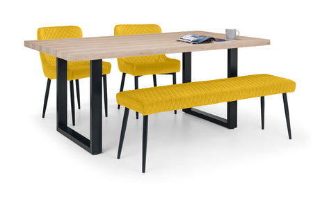 Berwick Dining Table Luxe Low Bench & 2 Luxe Chairs - Julian Bowen