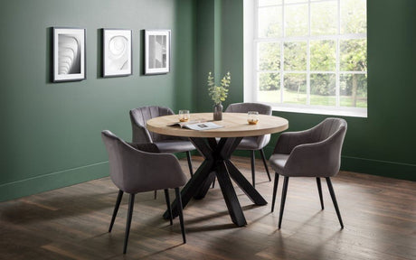 Berwick Round Table & 4 Hobart Scalloped Chairs - Julian Bowen