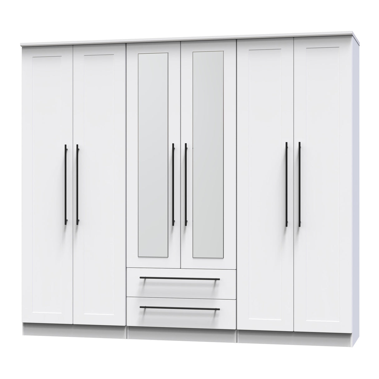 Beverley 6 Door 2 Drawer Mirrored Wardrobe - Welcome Furniture