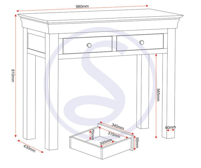 Bordeaux 2 Drawer Console Table - Seconique