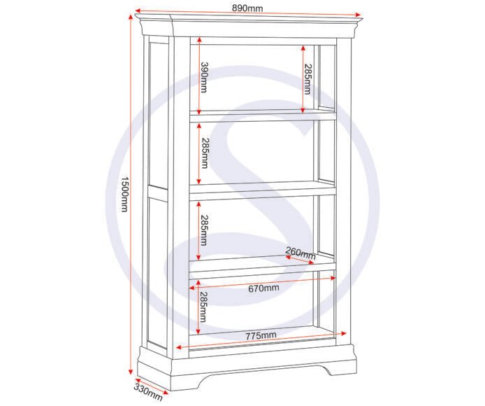 Bordeaux 4 Shelf Bookcase - Seconique