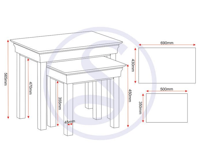 Bordeaux Nest of 2 Tables - Seconique