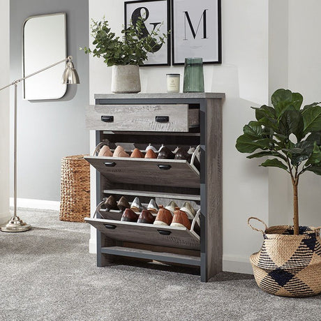 Boston 2 Tier 1 Drawer Shoe Cabinet - GFW