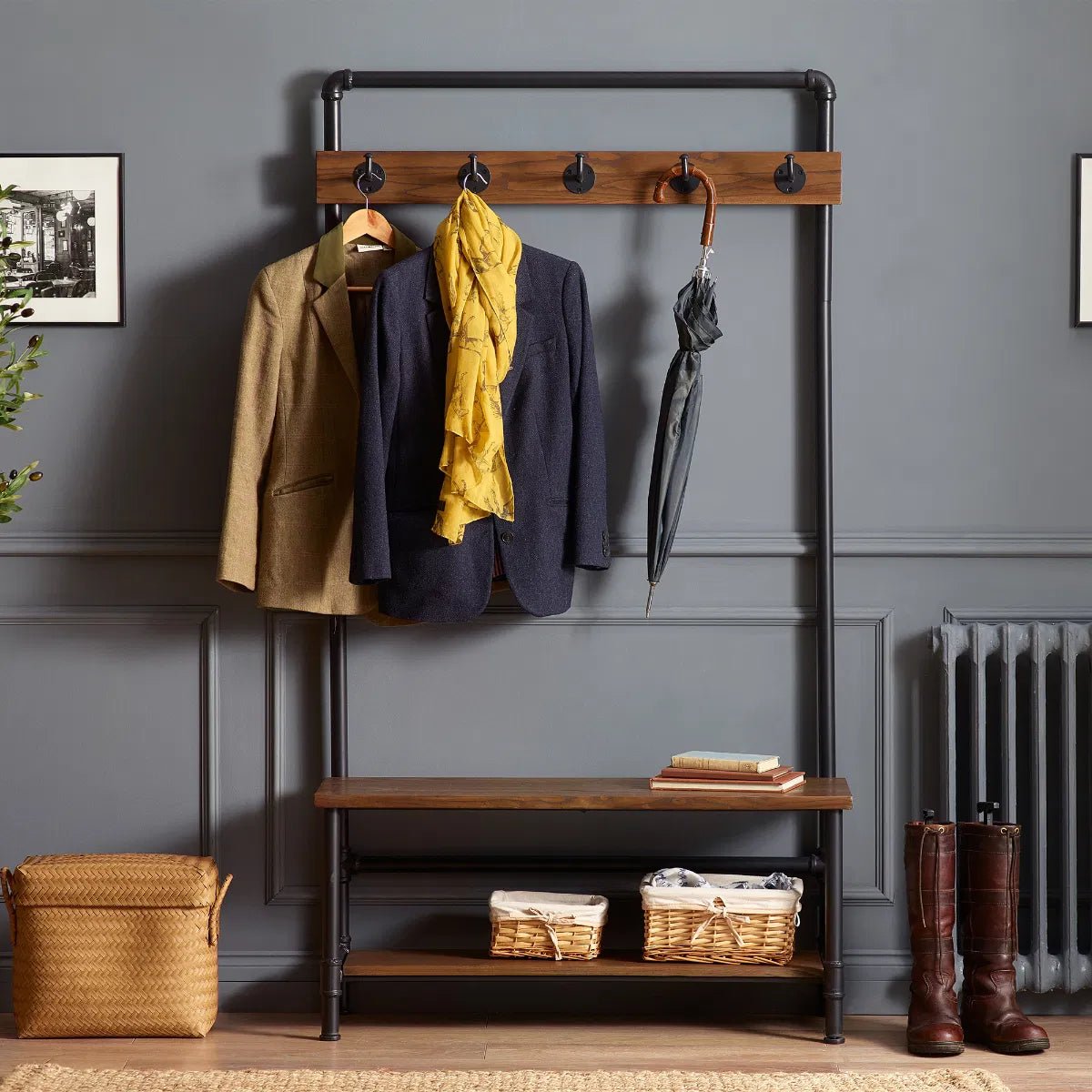 Boston Hallway Coat Stand with Bench - Julian Bowen