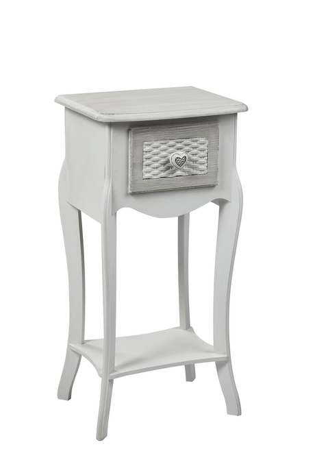 Brittany White and Grey 1 Drawer Bedside Table - LPD