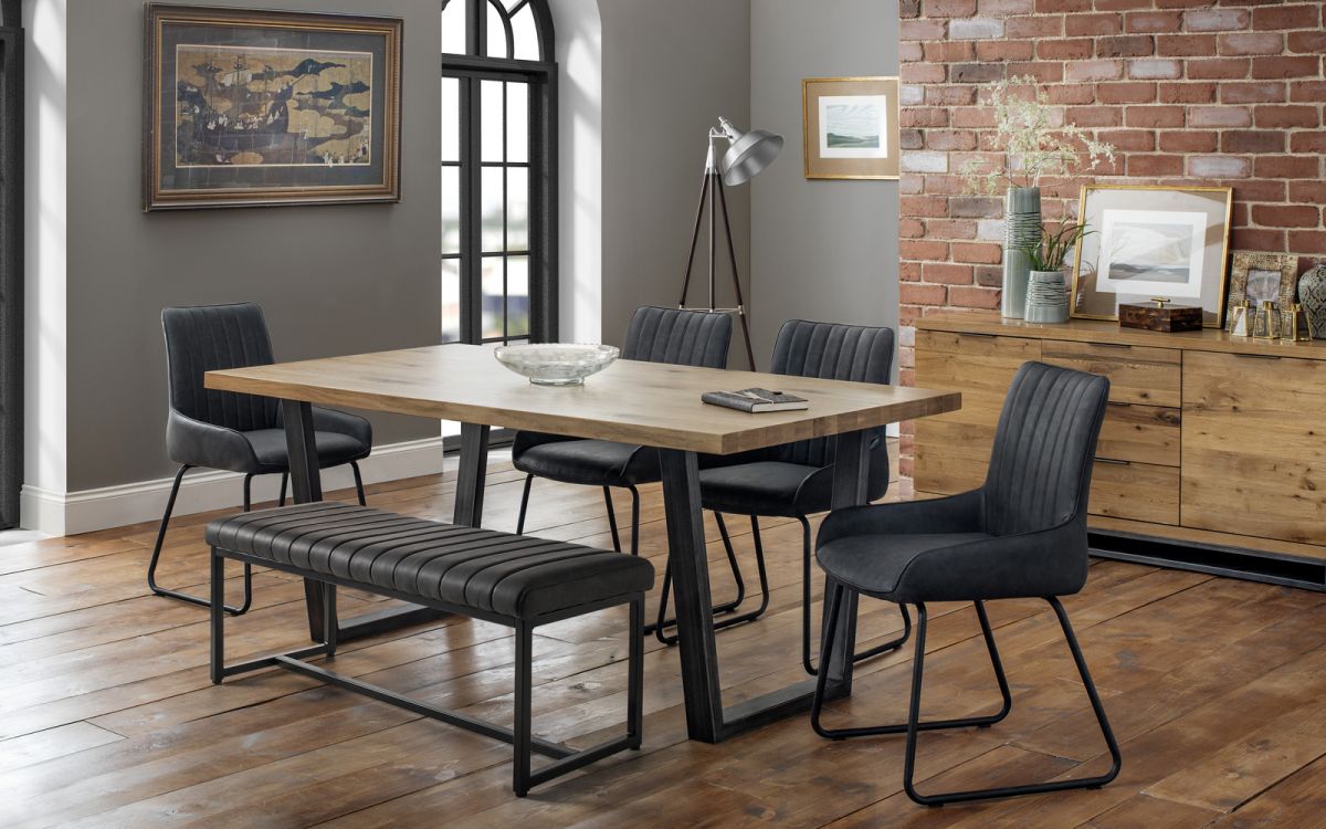 Brooklyn and Soho Dining Table, Bench and 4 Chairs - Julian Bowen