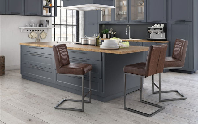 Brooklyn Brown Faux Leather Kitchen Stool - Julian Bowen