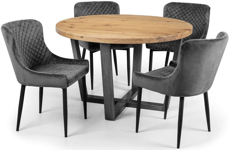 Brooklyn Round & Luxe Chairs Dining Set - Julian Bowen