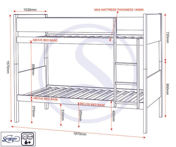 Bruno 3ft Single Bunk Bed White - Seconique
