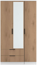 Java Tall Mirrored 2 Drawer 3 Door Triple Wardrobe
