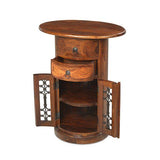 Denali 2 Drawer 2 Door Oval Drum Side Table