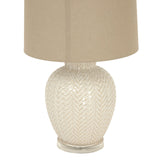 Twill Weave Ceramic Table Lamp with Linen Shade