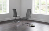 Calabria Pair of Grey Velvet Cantilever Dining Chairs