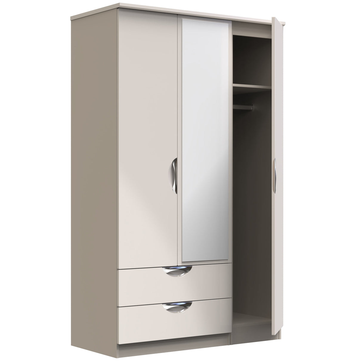Camden 3 Door 2 Drawer Mirrored Wardrobe - Welcome Furniture