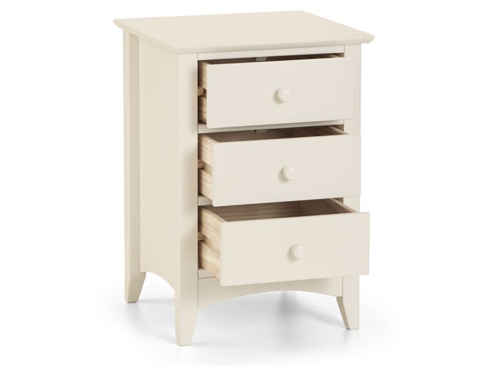 Cameo Stone White 3 Drawer Bedside