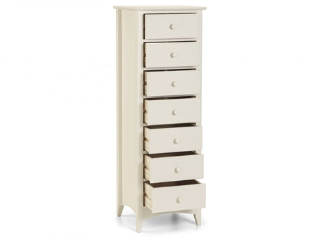 Cameo Stone White 7 Drawer Narrow Chest