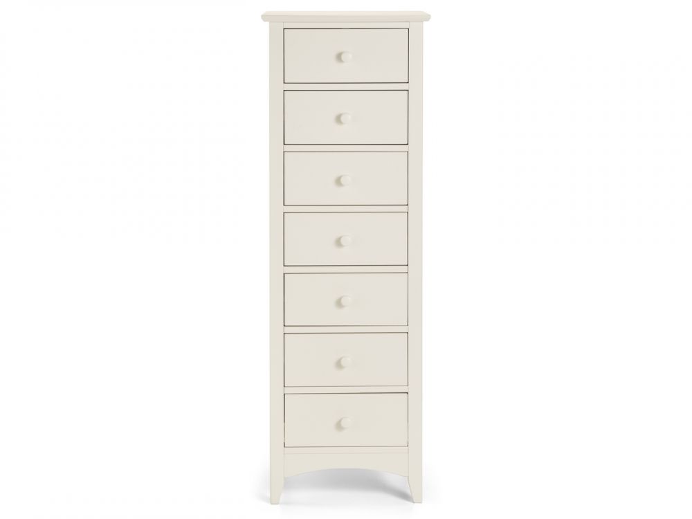 Cameo Stone White 7 Drawer Narrow Chest