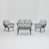Canberra Rattan Garden Furniture Lounge Set with Glass Table - TGC