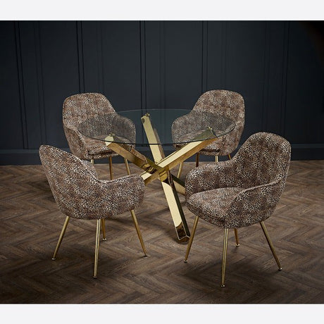 Capri Dining Table Glass Top With Gold Legs - LPD
