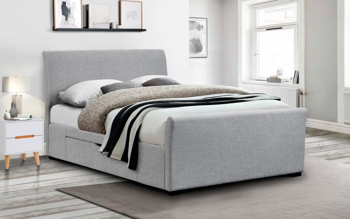 Capri Light Grey Bed Frame with 2 Drawers