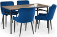 Carnegie Industrial Pipework Dining Table with 4 Luxe Chairs - Julian Bowen