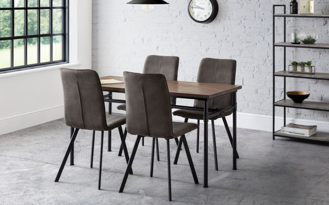 Carnegie Industrial Pipework Dining Table with 4 Monroe Chairs - Julian Bowen