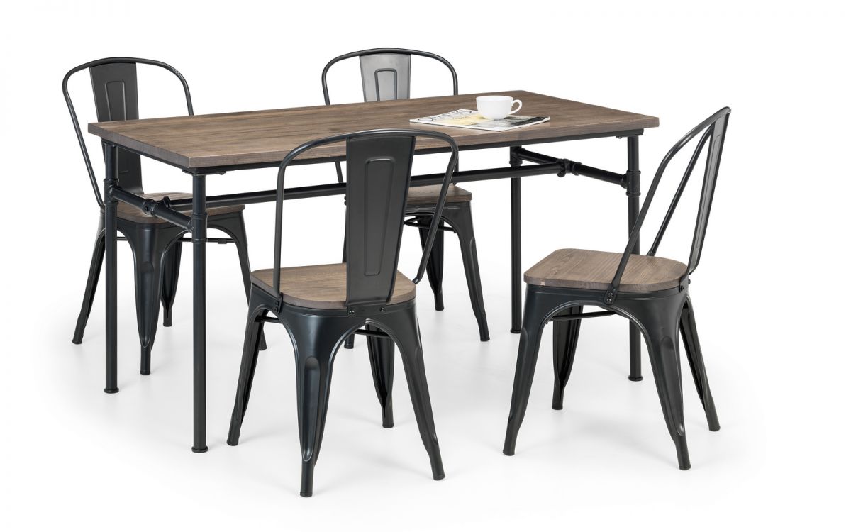 Carnegie Industrial Pipework Dining Table with 4 Grafton Chairs